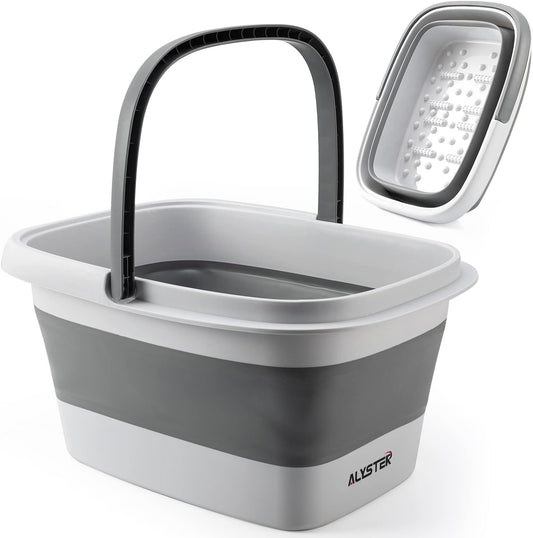 ALYSTER Foot Bath Collapsible Foot Bath Foot Soak Tub with Handle Foot Spa Bath 15L/4 Gallons Massager Foot Soaking Bath Basin Feet for Dry Cracked Feet, Pedicure Foot Soak, Home Spa Treatment