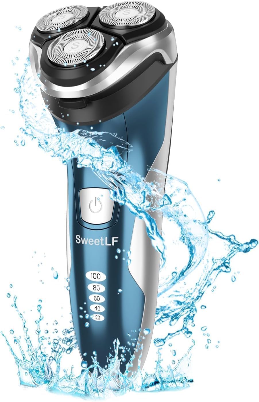 SweetLF Electric Razor for Men, 2023 News Electric Shaver for Men Waterproof/Rechargeable/LED Display, MenÕs Electric Shavers Wet & Dry Rotary Shavers Gift for Dad Husband Boyfriend (Blue)