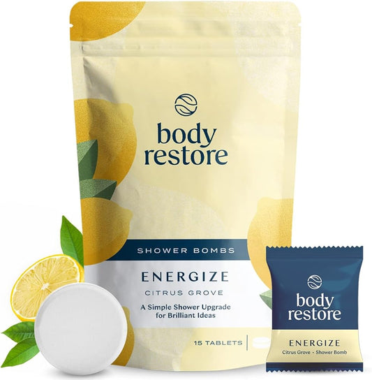 Body Restore Shower Steamers Aromatherapy 15 Pack - Valentines Day Gifts, Relaxation Birthday Gifts for Women and Men, Stress Relief and Luxury Self Care, Citrus Shower Bath Bombs