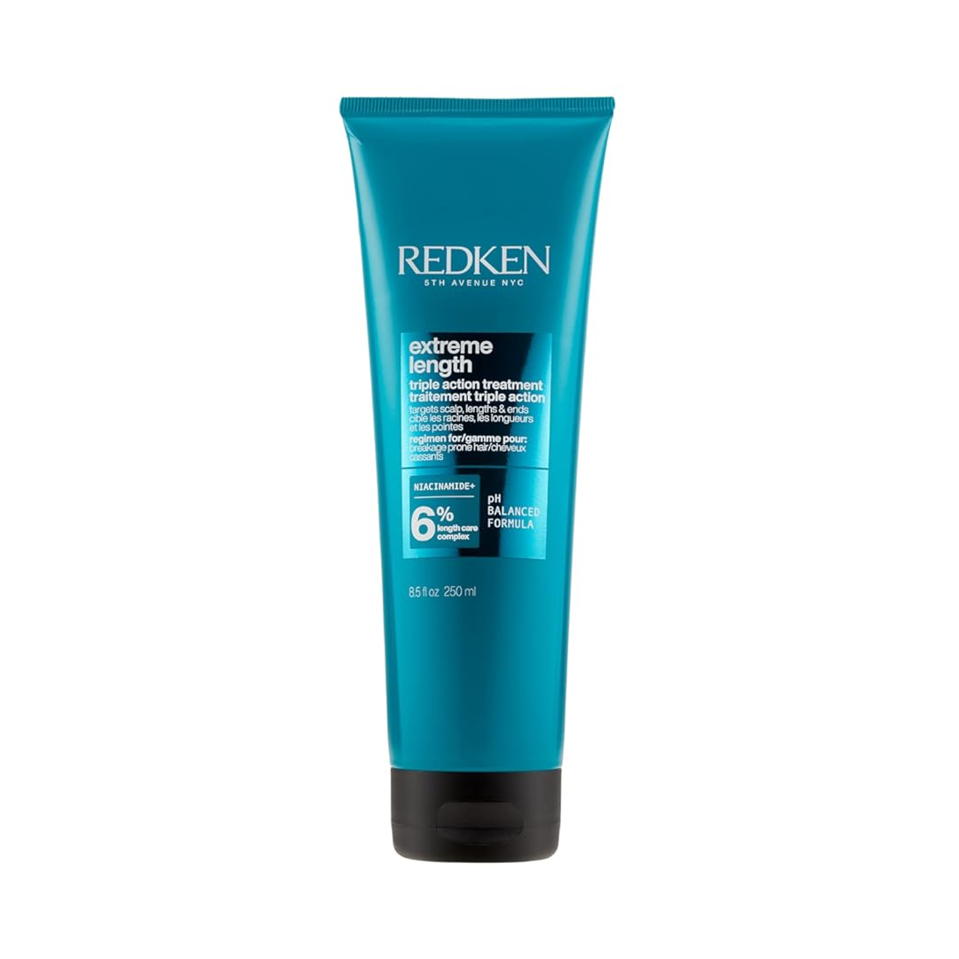 Redken Extreme Length Treatment Mask | Rinse-Out Hair Mask with Biotin & Castor Oil | For Hair Growth | 8.5 Fl Oz
