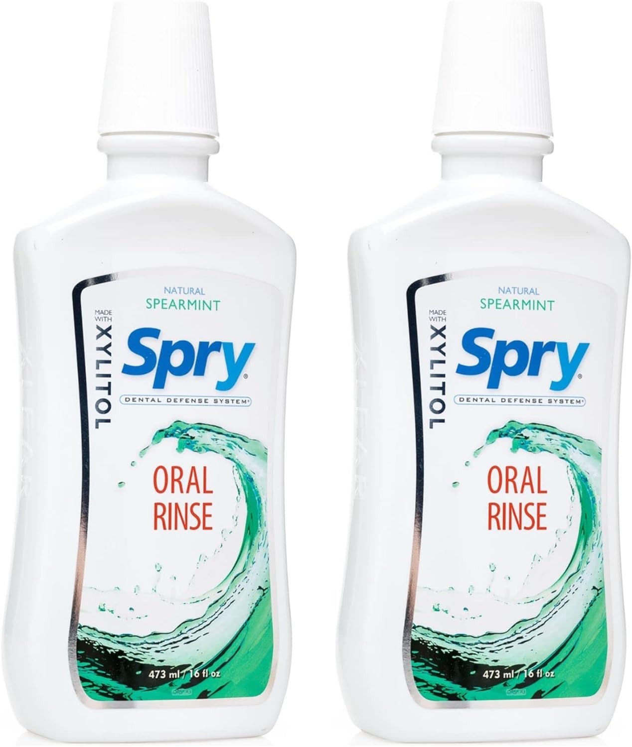 Spry Xylitol Oral Rinse, Spearmint - 16 fl oz (Pack of 2)