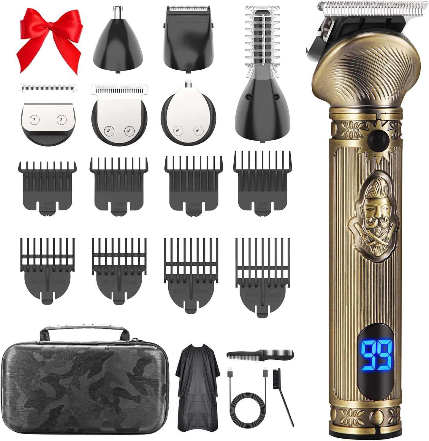 REHOYO Beard Trimmer for Men, Beard Trimming Kit w/Case, Cordless Hair Clipper T-Blade Trimmer, Electric Razor Shaver for Nose Body Face Mustache Grooming -180 Mins Shaving, Gifts for Him