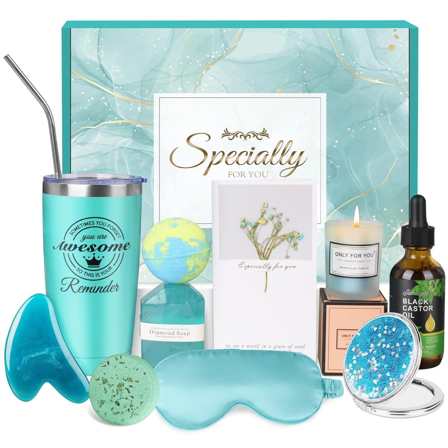 Birthday Gifts for Women, Personalized Christmas Gifts Relaxing Spa Gift Basket Set Unique Gift Ideas for Women, Birthday Gifts for Bestie Mom Sister Wife, Coworker Spa Gift Basket Set Xmas (blue)