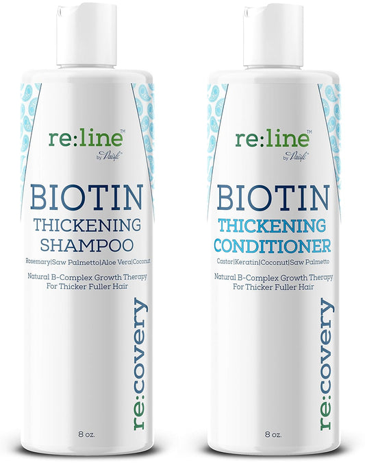 Biotin Shampoo and Conditioner for Thinning Hair Growth Thickening Shampoo for Hair Loss Treatment NATURAL Sulfate Free for Color Treated Hair Regrowth Treatment for Men Women (THICKENING SHAMPOO AND CONDITIONER)