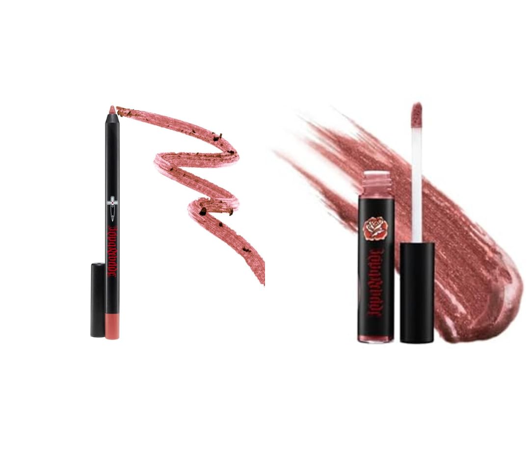 REINA REBELDE Cosita Warm Nude Lip Pencil and Virgencita Light Pink Lip Gloss Pairs Perfectly/Shape and Fill with Lip Pencil and Layer with Lip Gloss