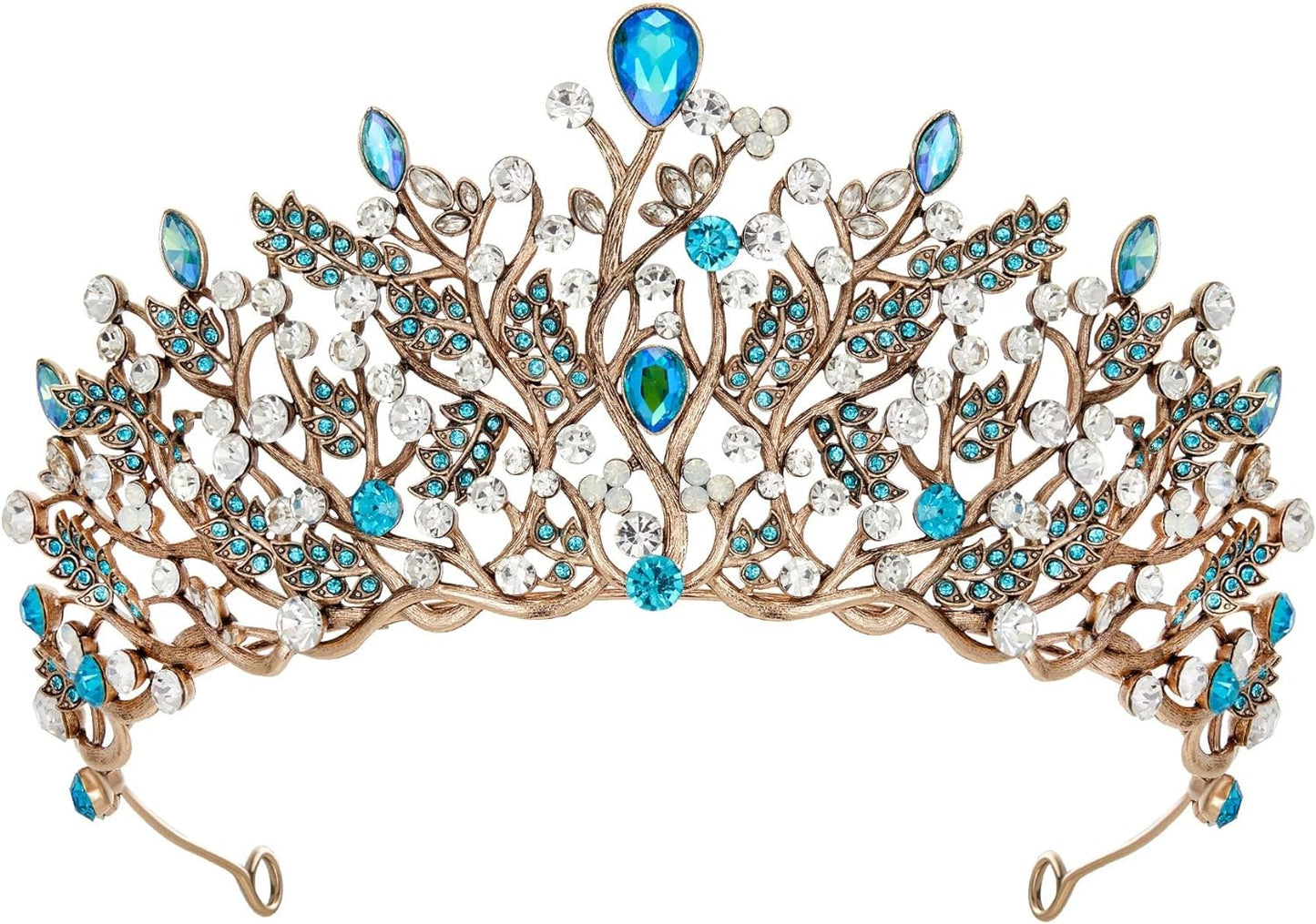 SWEETV Jeweled Tiara Crown for Women,Crystal Fairy Halo Elf Headpiece,Wedding Birthday Prom Quinceanera Hair Accessories