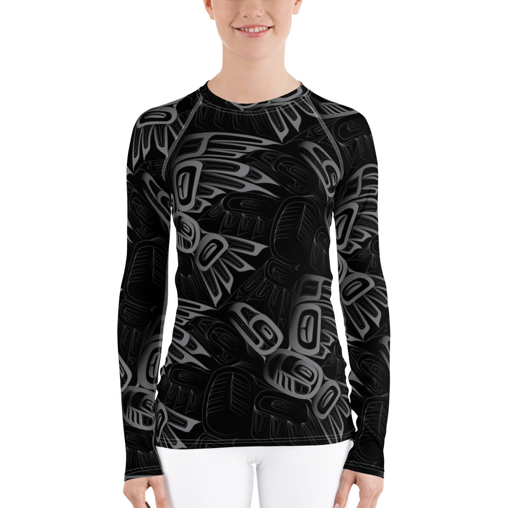 Women's Eagle Raven Tessellation Long Sleeve Athletic Top (Rash Guard)