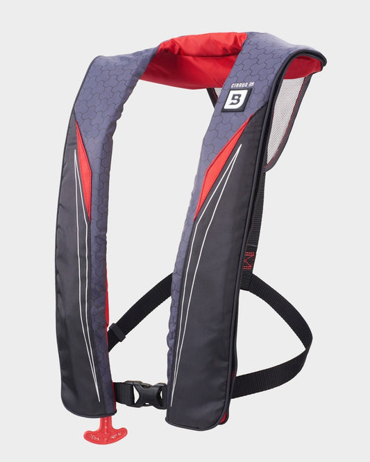 Bluestorm Gear Cirrus26 Inflatable PFD Life Jackets (Red) for Adults | US Coast Guard Approved Automatic Life Vest w/Manual Override Convertibility
