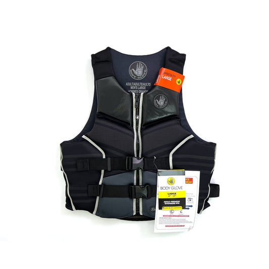 Body Glove Adult Unisex High-End Evoprene PFD, Life Jacket and Vest, Large, Black