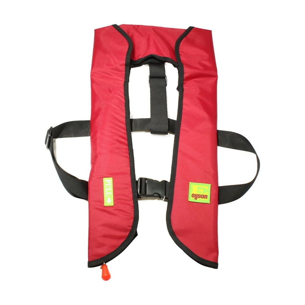 Premium Automatic / Manual Inflatable Life Jacket Floating Life Vest Slim Inflate Survival Aid Lifesaving PFD Deluxe Leather NEW - Red