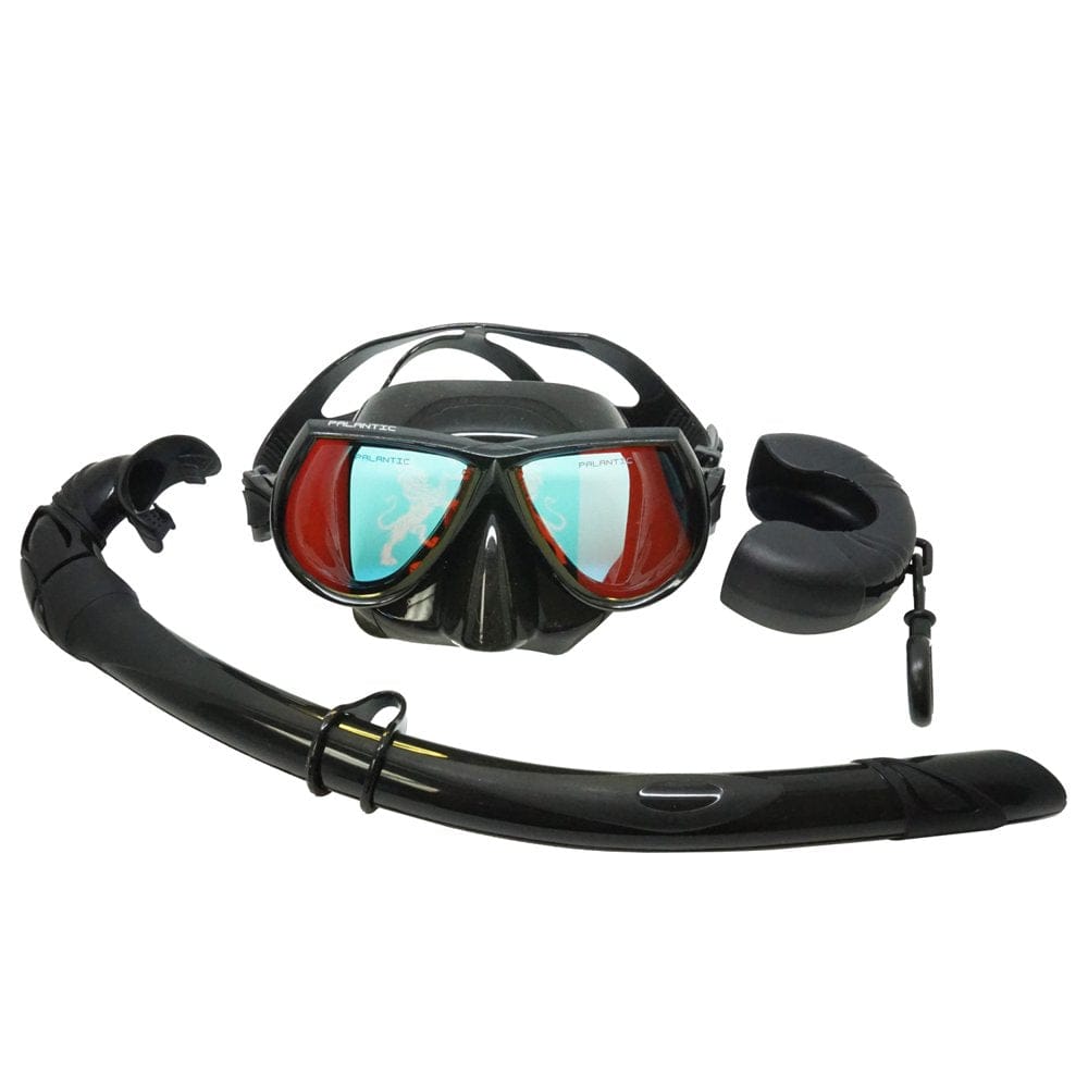 Palantic Black Mirror Coated Lenses Free Dive Low Volume Mask & Snorkel Combo