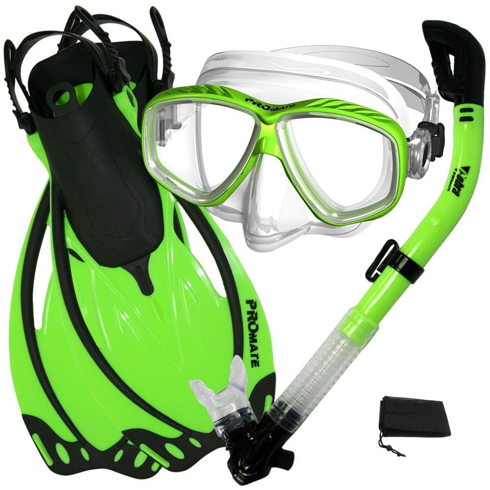 Snorkeling Set Scuba Dive Gear Snorkel Mask Diving Fins Set,Black,Sm