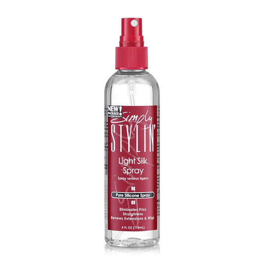 Simply Stylin' Light Silk Spray - Anti Frizz Hair Pure Silicone Heat Protectant Products for Women Detangler & Synthetic Wig 4 fl oz.