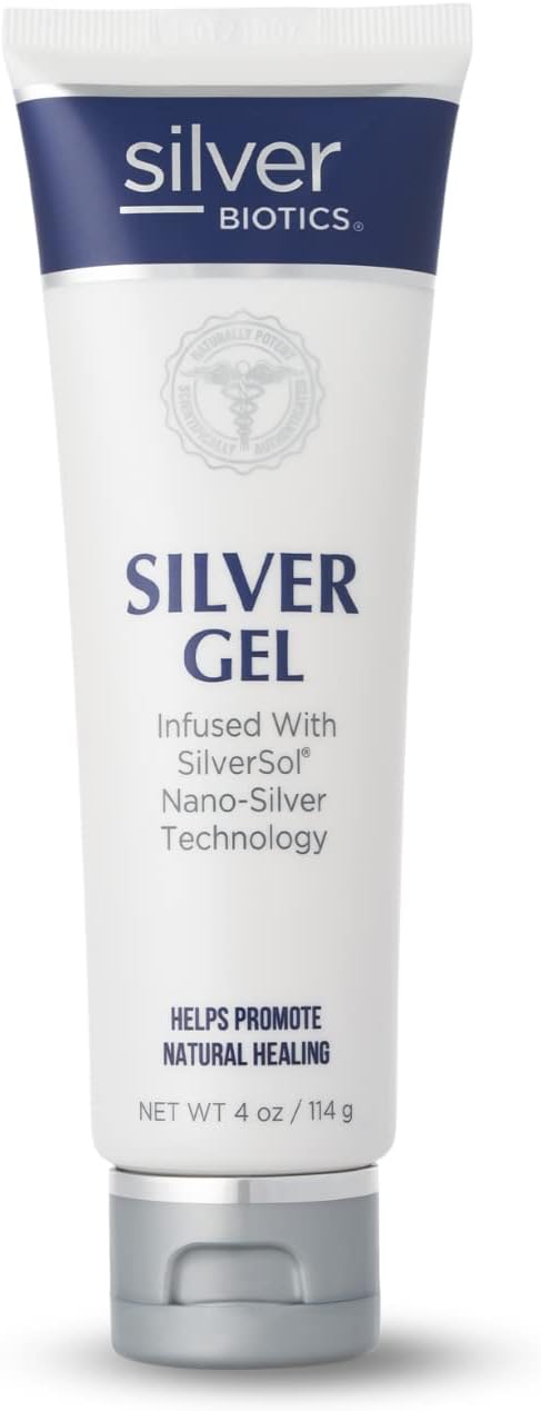 Silver Biotics Colloidal Nano SilverSol Ag_O_ 20 ppm Healing & Soothing Gel | Great for Healing Skin from Scars, Burns, Wounds, Blemishes & More | 4 Oz