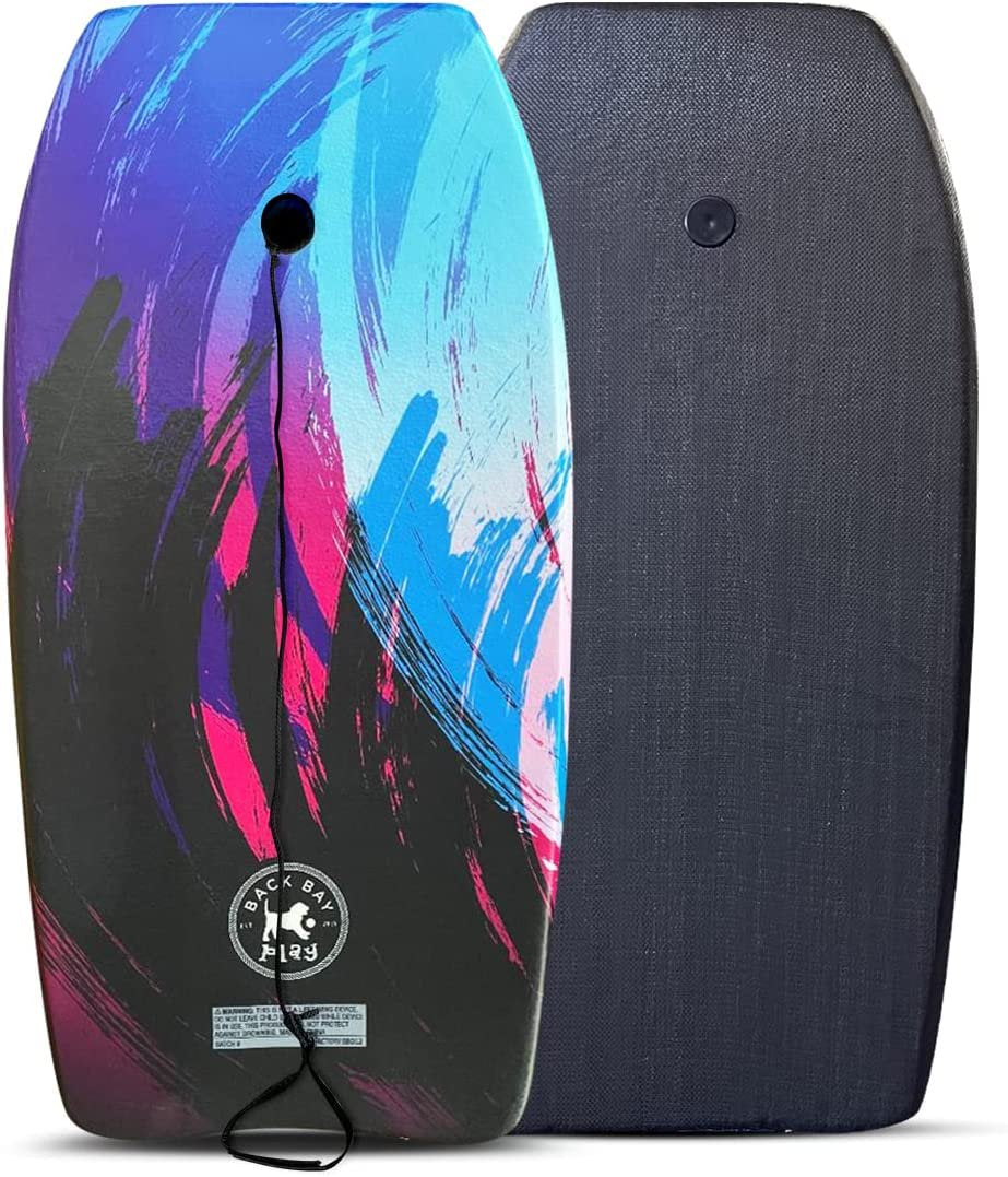 Back Bay Play 41" Body Boards - Lightweight EPS Core Boogie Boards for Beach - Bodyboard, Boogie Board for Beach Kids with Wrist Leash Surfing for Kids & Adults (Cool Break)