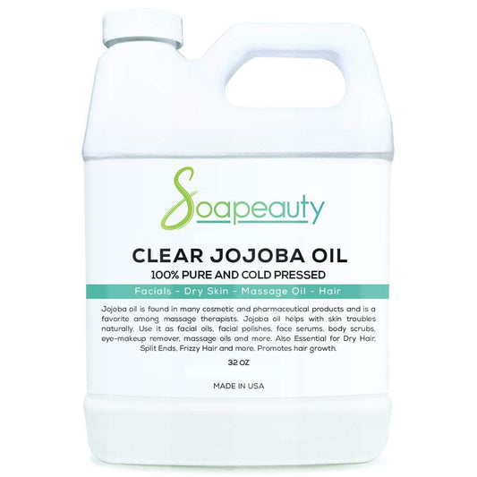 Soapeauty Clear Jojoba Oil | 100% Pure & Natural | Refined, Cold Pressed, Hexane Free | Moisturizing Oil for Skin, Face, Hair & Nails | 32 fl oz