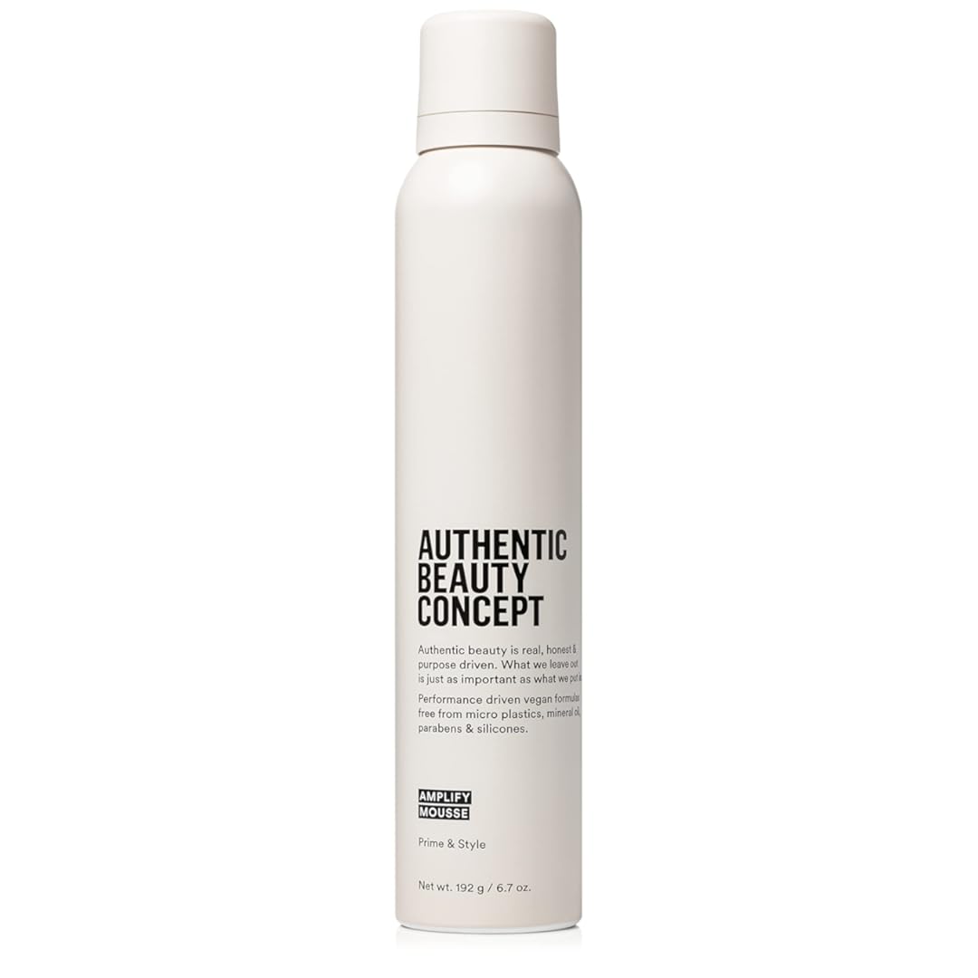 Authentic Beauty Concept Amplify Mousse | Volumizing Mousse | Lightweight Medium Hold Styling | Heat Protection | All Hair Types | Vegan & Cruelty-free | Silicone-free | 6.7 oz
