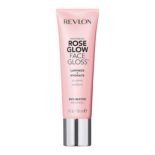 Revlon Face Primer, PhotoReady Face Gloss Rose Glow, Face Makeup for All Skin Types, Hydrates, Illuminates & Moisturizes, Infused with Glycerin & Olive Oil Extract, 80% Water, 1 Fl Oz