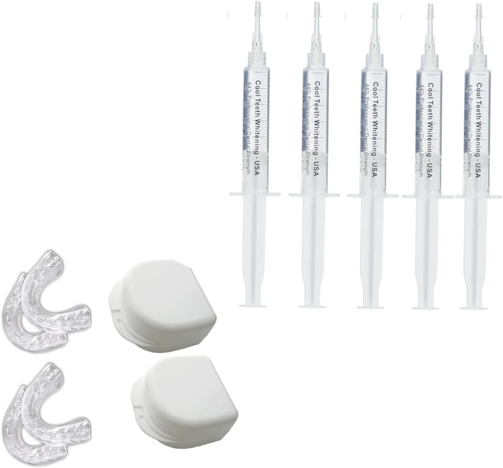 Teeth Whitening Trays and Gel Bundle Includes Travel Cases, Moldable Trays and Tooth Stain Removing Gel