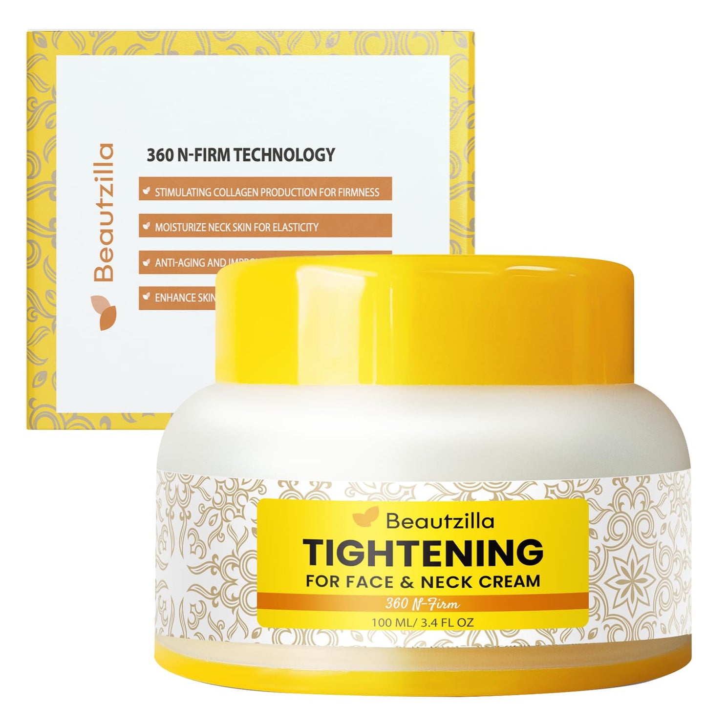 Beautzilla Neck Tightening Cream, Neck Creams for Tightening and Firming, Neck Firming Cream For Women, Face Firming Cream Help for Sagging Skin, Fine lines, DŽcolletŽ with Collagen Peptides,3.4 FL OZ