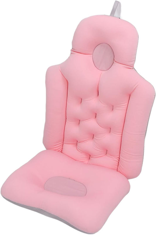 Saluaqui Bath Pillow, Spa Pillow, Bathtub Cushion Soft Breathable Folding Headrest, Back Support Bath Pillow Cushion for Adults Spa, Ergonomic Bathtub Pillow (Pink)
