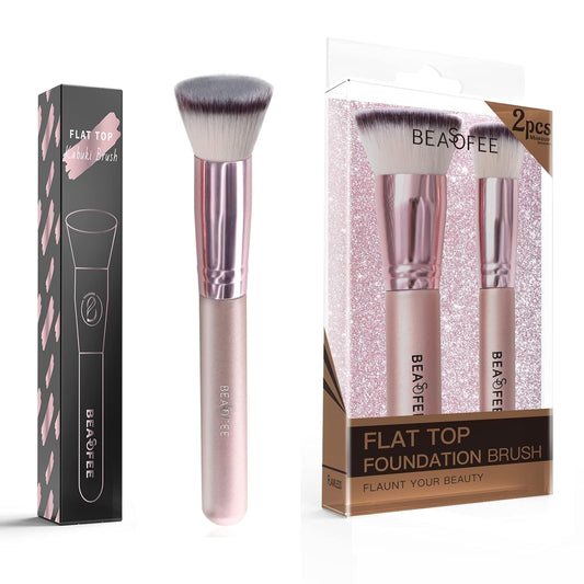 BEASOFEE Foundation Brush Flat Top+ Flat Top Foundation Brush 2 Pcs