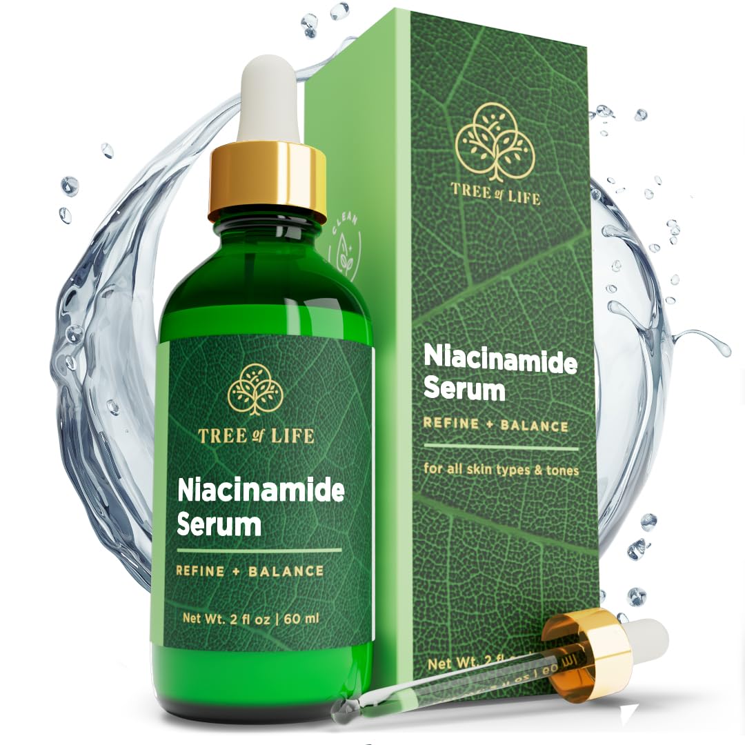 Tree of Life Refining Niacinamide Serum (Vitamin B3) Facial Serum with Hydrating Hyaluronic Acid; Refine & Balance Skin + Minimize Pores, Clean Dermatologist-Tested Skin care, Bonus Size 2 Fl Oz
