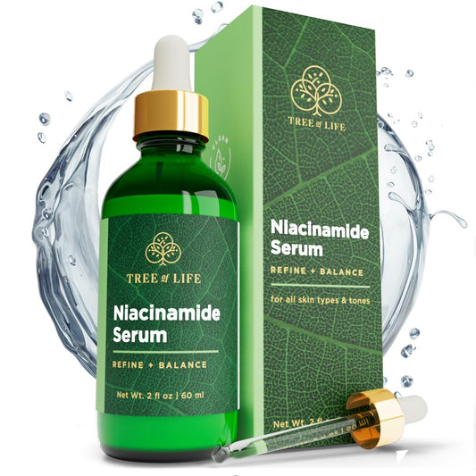 Tree of Life Refining Niacinamide Serum (Vitamin B3) Facial Serum with Hydrating Hyaluronic Acid; Refine & Balance Skin + Minimize Pores, Clean Dermatologist-Tested Skin care, Bonus Size 2 Fl Oz