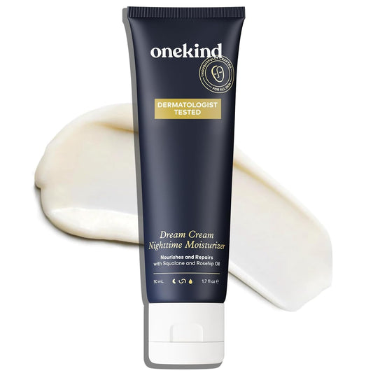Onekind Dream Cream Nighttime Moisturizer | Multi-Corrective Anti-Aging Moisturizer with Squalane for the Face, Repairs Skin, Reduces Fine Lines, Forehead Wrinkles, Reduces Redness | For Men & Women