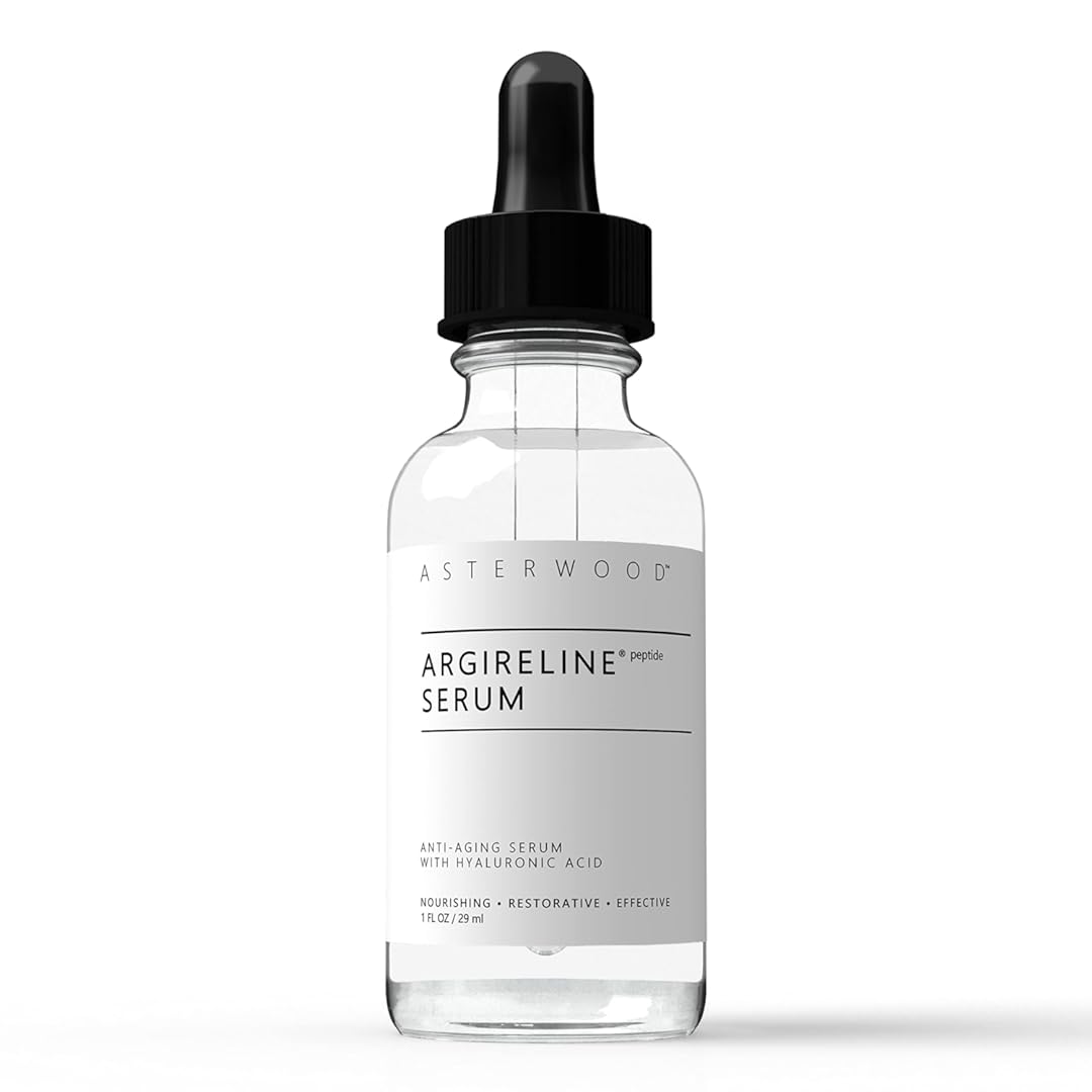ASTERWOOD Argireline Peptide with Hyaluronic Acid Serum Face Care, Anti Wrinkle Face Serum, Dark Spot Remover & Face Brightening Serum, Facial Skin Care Products, 1 oz Glass Bottle