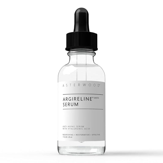 ASTERWOOD Argireline Peptide with Hyaluronic Acid Serum Face Care, Anti Wrinkle Face Serum, Dark Spot Remover & Face Brightening Serum, Facial Skin Care Products, 1 oz Glass Bottle
