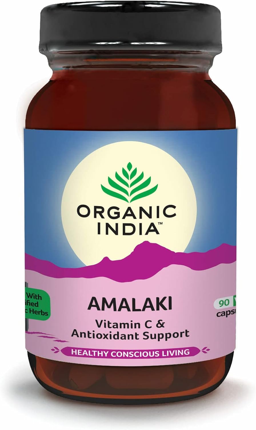 ORGANIC INDIA Amalaki Herbal Vitamin Supplement - Immune Support, Vitamin C, Vegan, Gluten-Free, Kosher, Ayurvedic, Antioxidant, USDA Certified Organic, Non-GMO - 90 Capsules