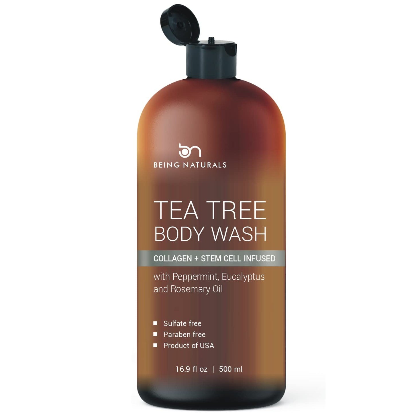 Tea Tree Body Wash -w/ Stem Cell, Collagen & TeaTree Oil Fights Body Odor, Acne, AthleteÕs Foot, Jock Itch, Dandruff, Eczema, Yeast Infection, Shower Gel for Women & Men, Skin Cleanser 16.9 oz