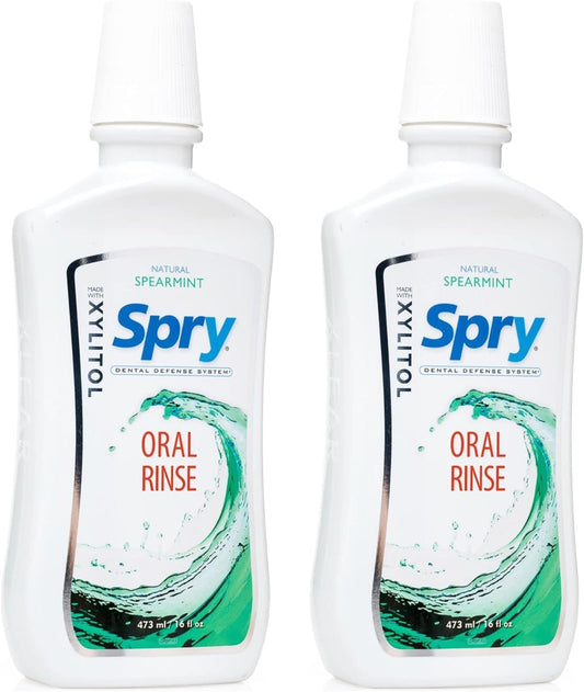Spry Xylitol Oral Rinse, Spearmint - 16 fl oz (Pack of 2)