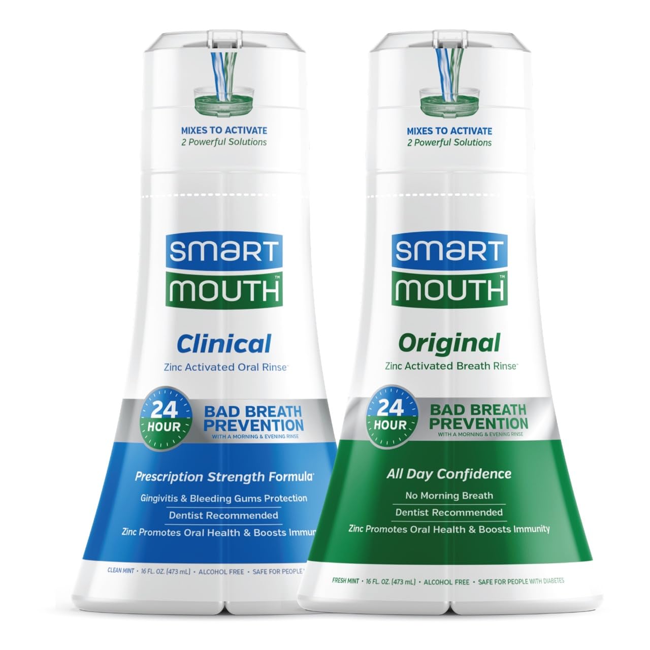 SmartMouth Original Activated and Clinical DDS (Gum & Plaque) 24 Hour Fresh Breath Rinse, 2 Bottles, 2.51 Pound