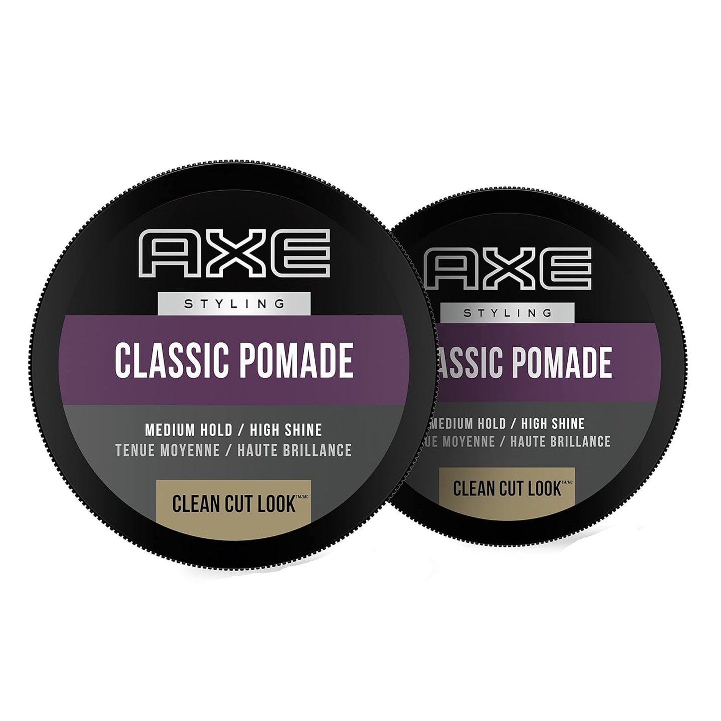 Axe Styling Look Classic Pomade Medium Hold and Natural Finish Clean Cut Look, Classic Axe Hair Pomade For Easy To Style Hair 2.64oz 2 Count