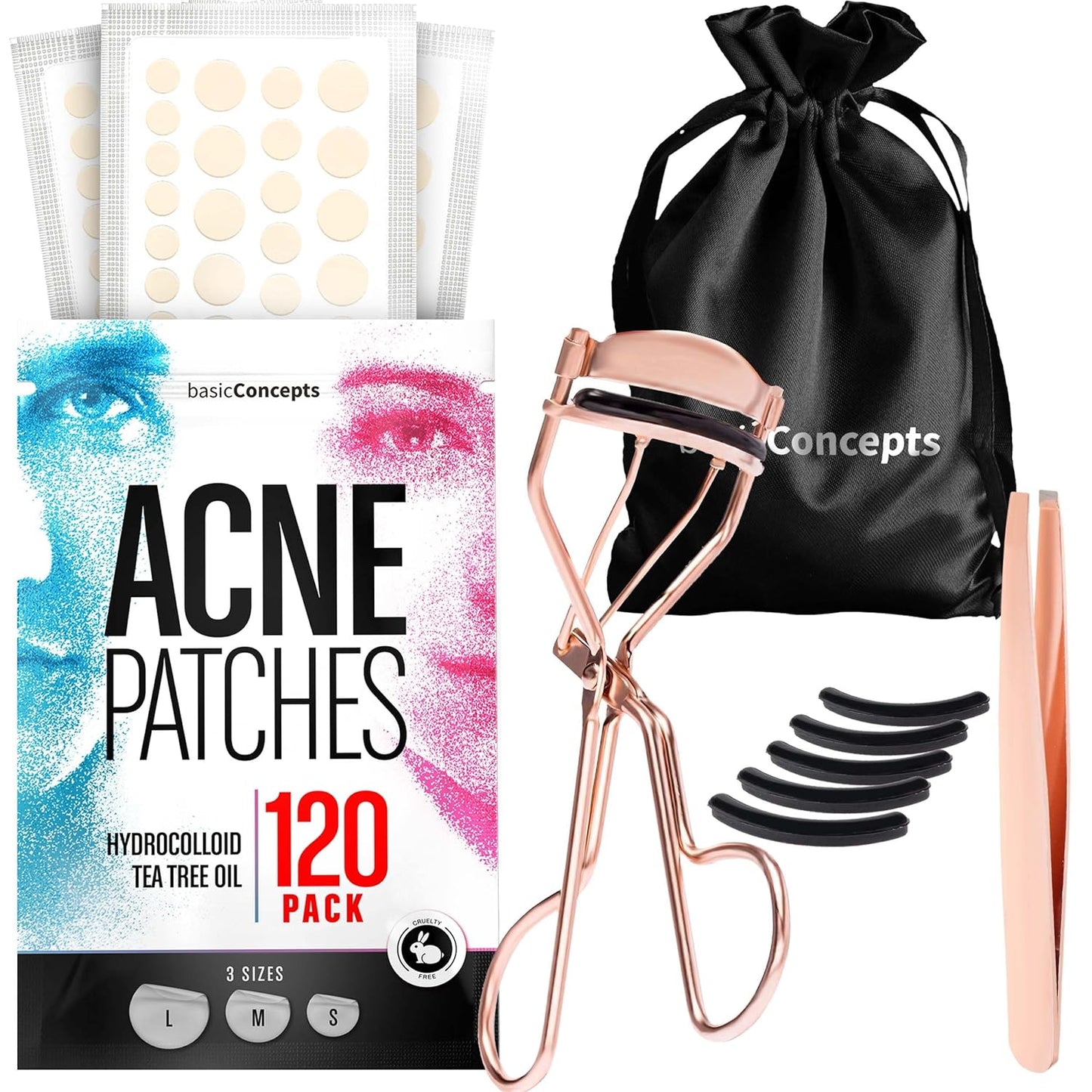 Rose Gold Eyelash Curler and Acne Patch Bundle