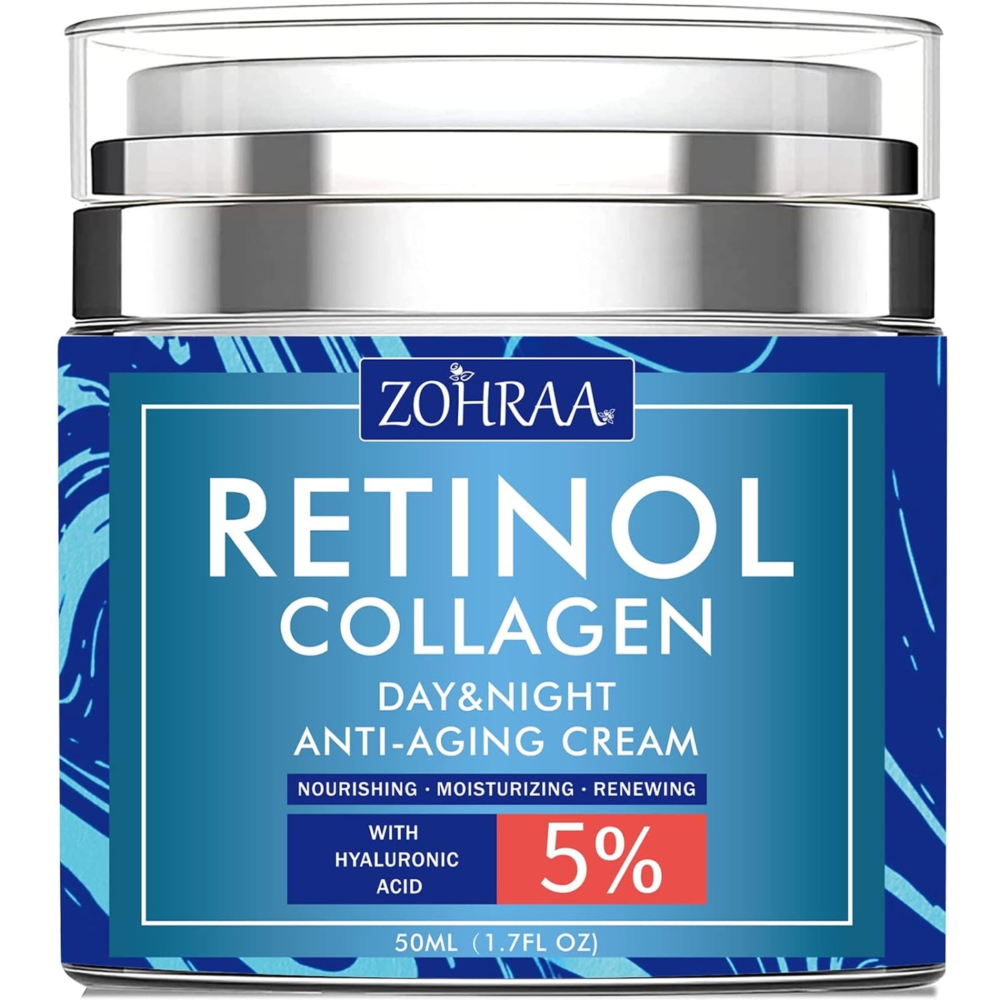 Retinol Cream for Face - Facial Moisturizer with Collagen and Hyaluronic Acid, Anti-Wrinkle Reduce Fine Lines Vitamin C+E Natural-Ingredient Day Night Anti-Aging For Women Men