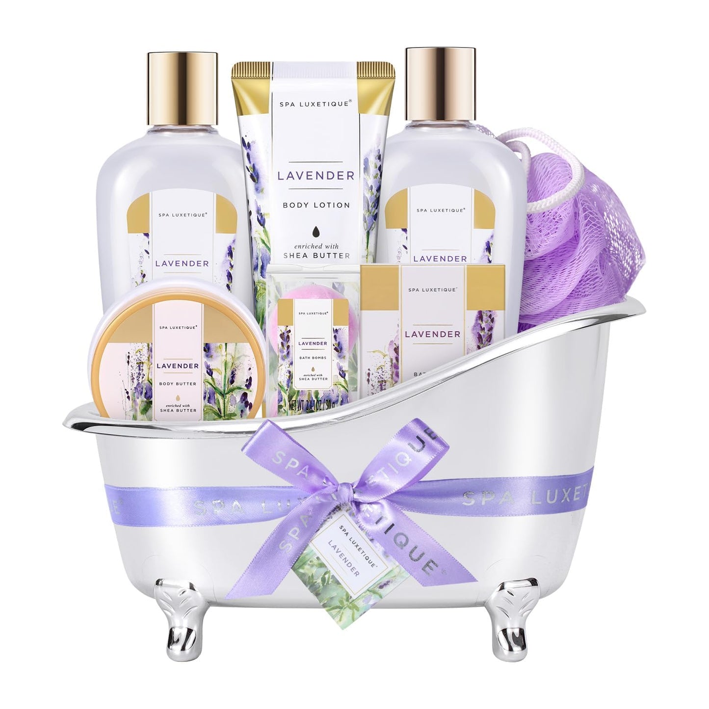 Spa Gifts for Women - Spa Luxetique Gift Baskets for Women, 8 Pcs Lavender Bath Sets for Women Gift with Bubble Bath, Lotion Gift Set, Birthday Gifts for Mom, Valentines Day Self Care Gifts for Her