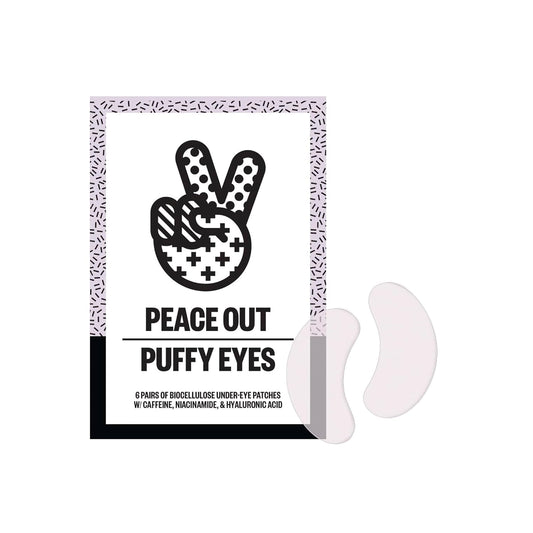 PEACE OUT Skincare Puffy Eyes. Biocellulose Under-Eye Patches that Minimize Puffiness, Dark Circles and Tired-Looking Eyes with Caffeine and Niacinamide, 6 pairs