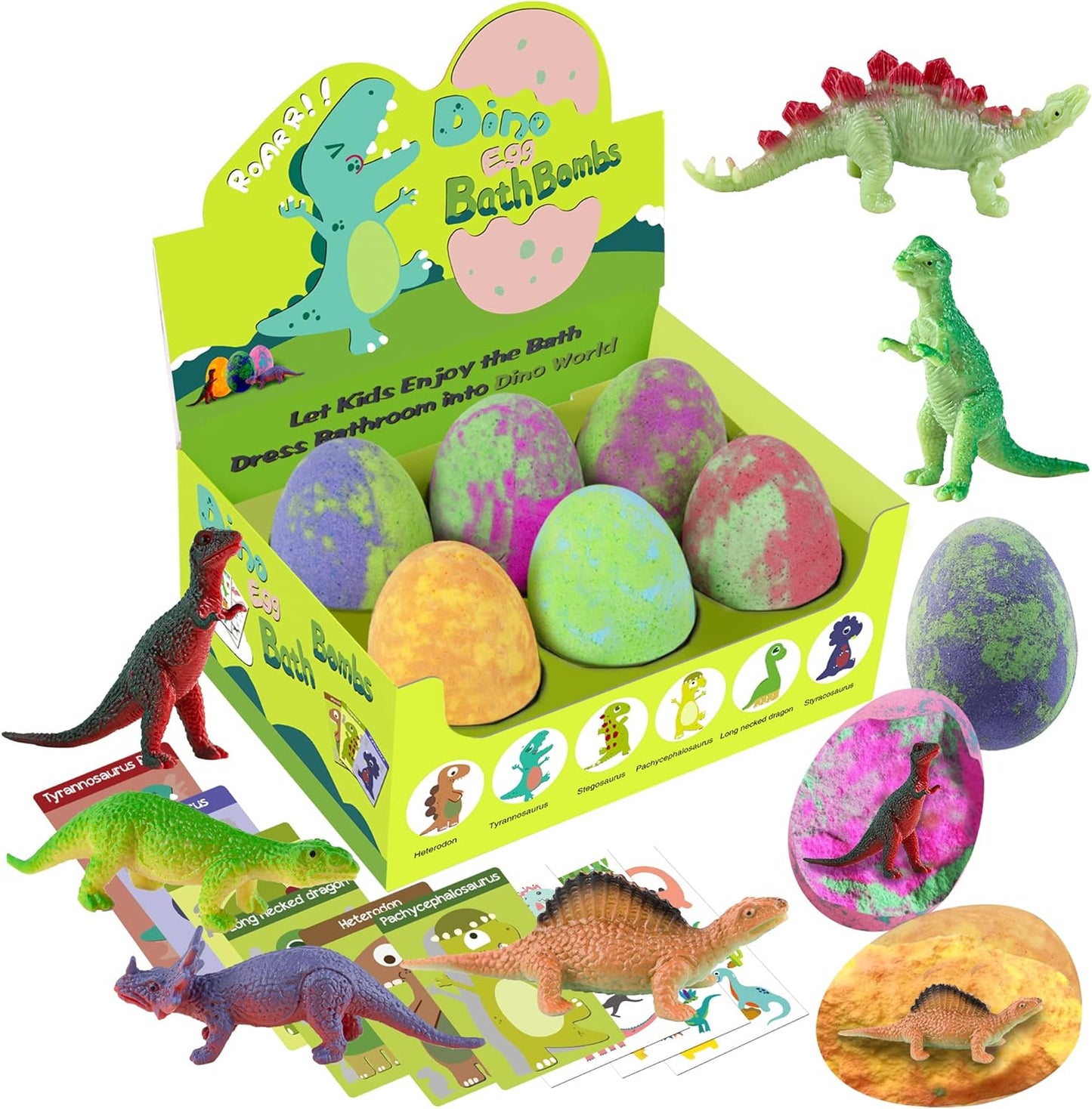 Bath Bombs for Kids with Surprise Toys Inside - XXL Dinosaur Toys Bath Bomb Gift, Gentle and Kids Safe Spa Bath Fizz Balls Kit,Dinosaur Toys for Kids 3 4 5 6 7 8 9 Year