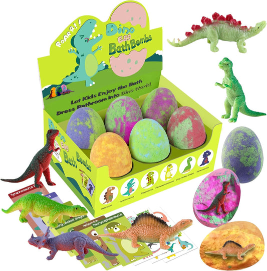 Bath Bombs for Kids with Surprise Toys Inside - XXL Dinosaur Toys Bath Bomb Gift, Gentle and Kids Safe Spa Bath Fizz Balls Kit,Dinosaur Toys for Kids 3 4 5 6 7 8 9 Year
