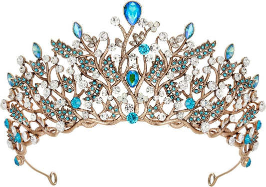 SWEETV Jeweled Tiara Crown for Women,Crystal Fairy Halo Elf Headpiece,Wedding Birthday Prom Quinceanera Hair Accessories