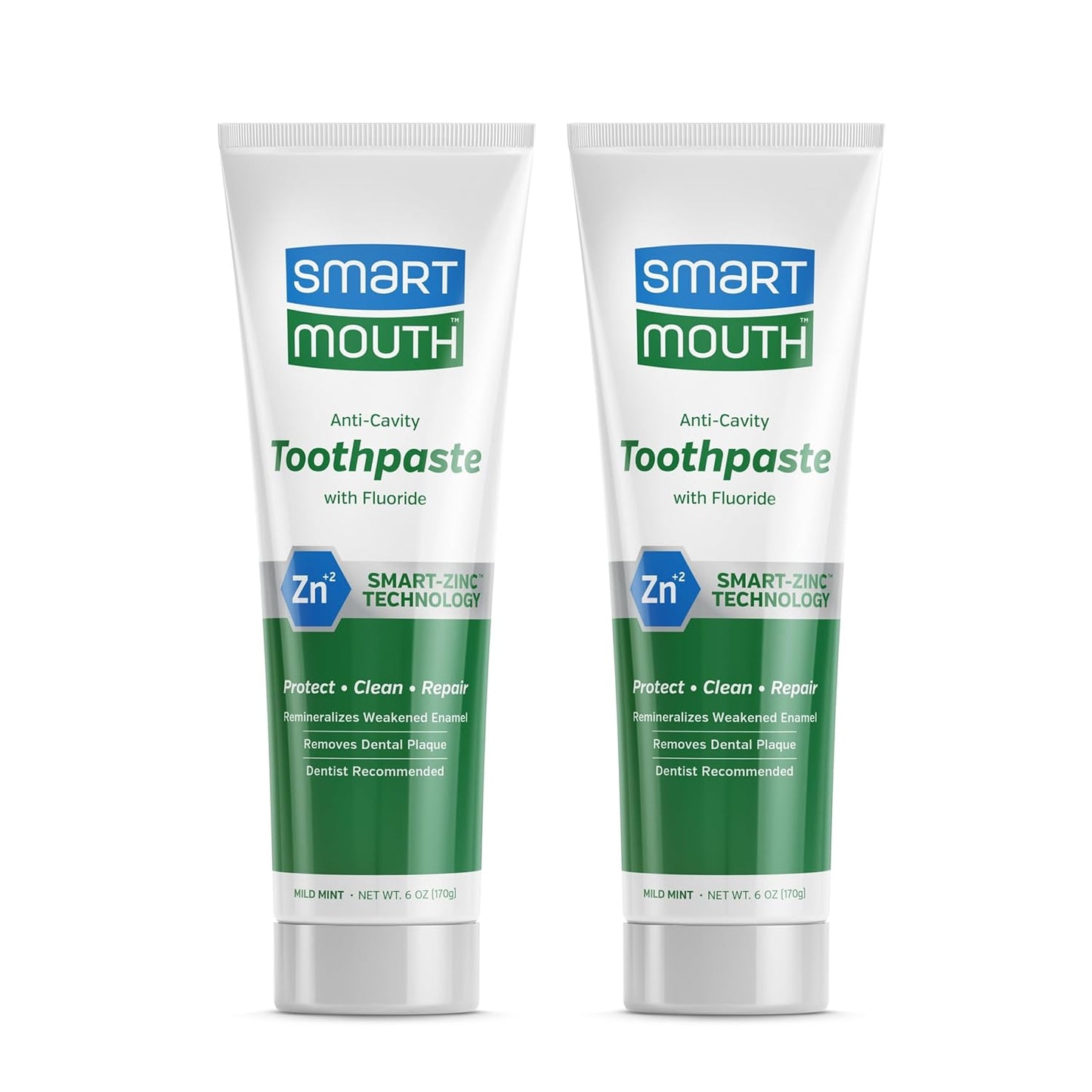 Smart Mouth Whitening Toothpaste with Fluoride Clean Mint 6 oz (Pack of 2)