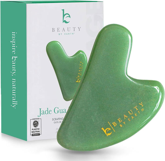 Beauty by Earth Jade Gua Sha - Face Sculpting Tool for Face Massage, Jaw Massager, Facial Massage Tools are Stocking Stuffer Ideas for Women and Teenage Girls, Small Gifts