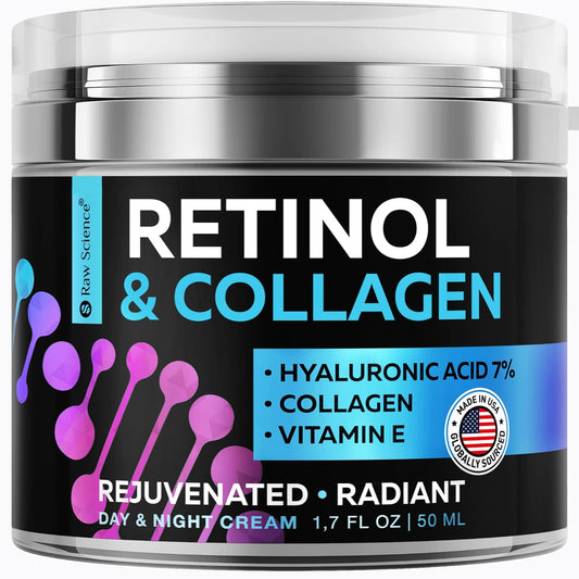Retinol Cream for Face, Anti Aging Face Moisturizer for Women & Men, Anti Wrinkle with Collagen Vitamin E, Day & Night Cream, Hyaluronic Acid for Skin, Revitalizing 1.7 OZ