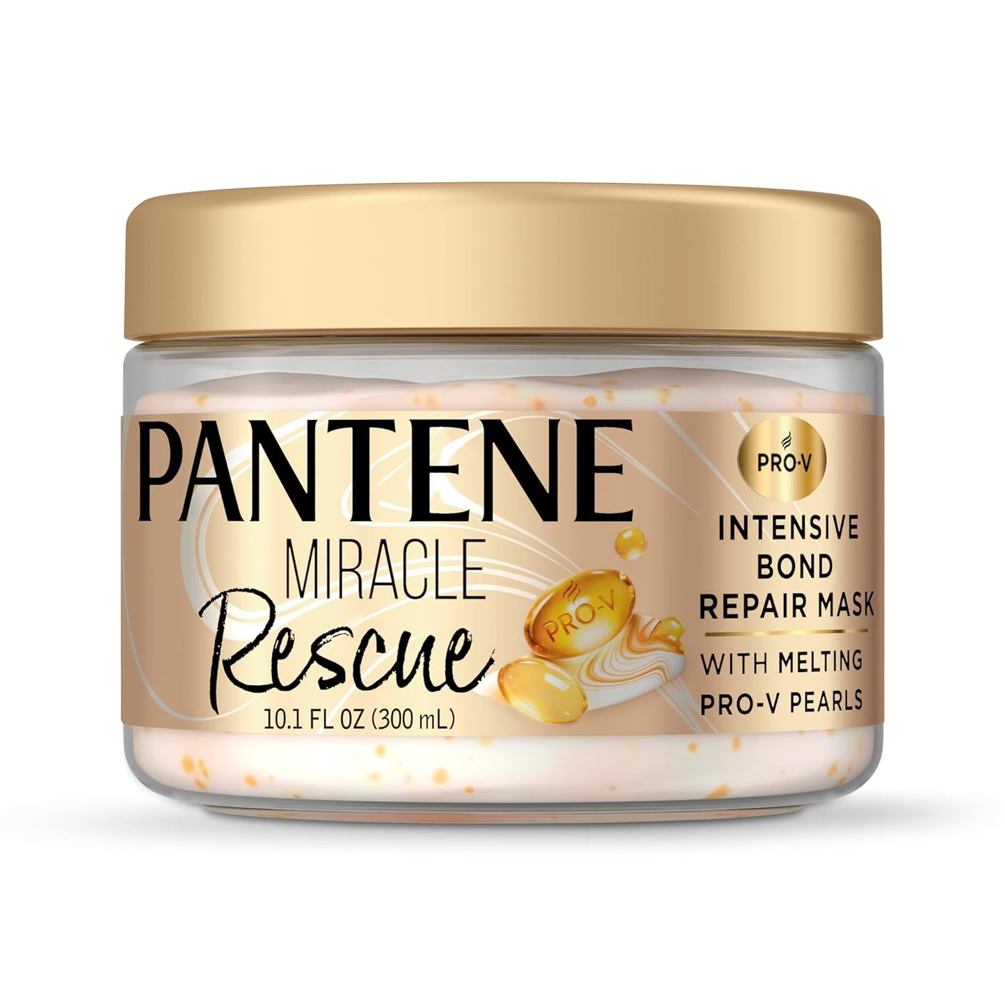 Pantene Miracle Rescue Hair Mask, Intensive Bond Repair with Melting Pro-V Pearls, Melts Away Damage, Builds Bonds, Strengthens Against Damage, Deep Conditioning for Dry Damaged Hair, 10.1 fl oz
