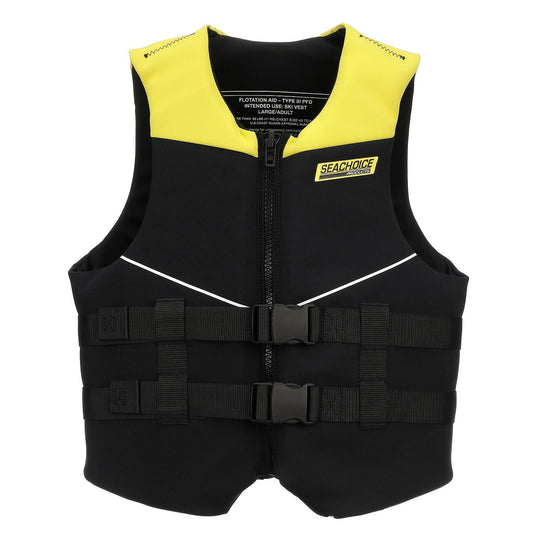 Seachoice Neoprene Multi-Sport Vest, Yellow/Black, Adult 2XL Size, Fits 48-52 In. Chest, Coast Guard Type III