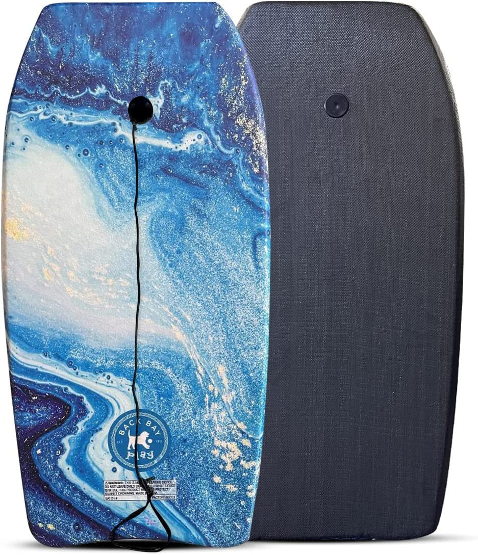 Back Bay Play 41" Body Boards - Lightweight EPS Core Boogie Boards for Beach - Bodyboard, Boogie Board for Beach Kids with Wrist Leash Surfing for Kids & Adults (Cool Break)