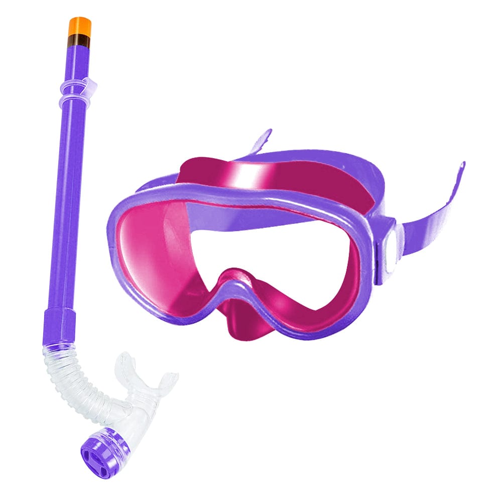 Powiller Snorkel Set, Anti-Leak Snorkel Mask, Anti-Fog Panoramic Scuba Mask, Dry Top Snorkel for Boys and Girls Snorkeling or Diving(Purple )